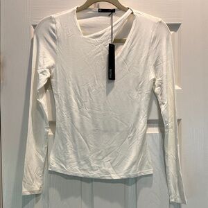 Krisa Elegant Cream Long Sleeve Top XS